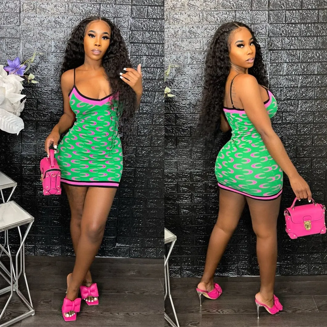 2022 New Mini Dress Sleeveless Body-con Club Spaghetti Strap Dress