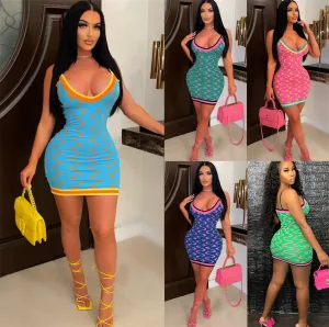2022 New Mini Dress Sleeveless Body-con Club Spaghetti Strap Dress