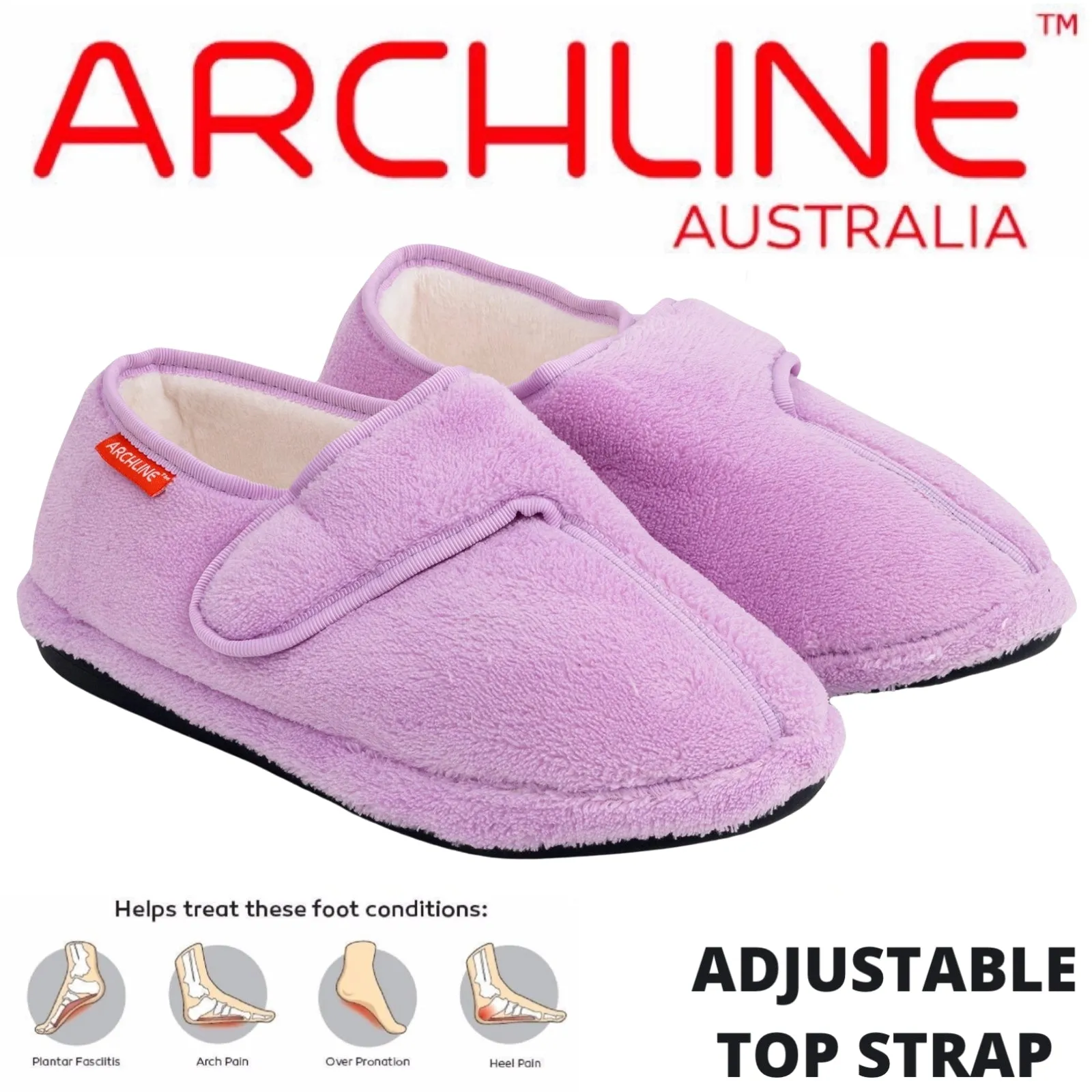 ARCHLINE Orthotic Plus Slippers Closed Scuffs Pain Relief Moccasins - Lilac - EU 40