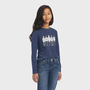 Ariat Girl's Fan Club L/S Tee - Navy Heather