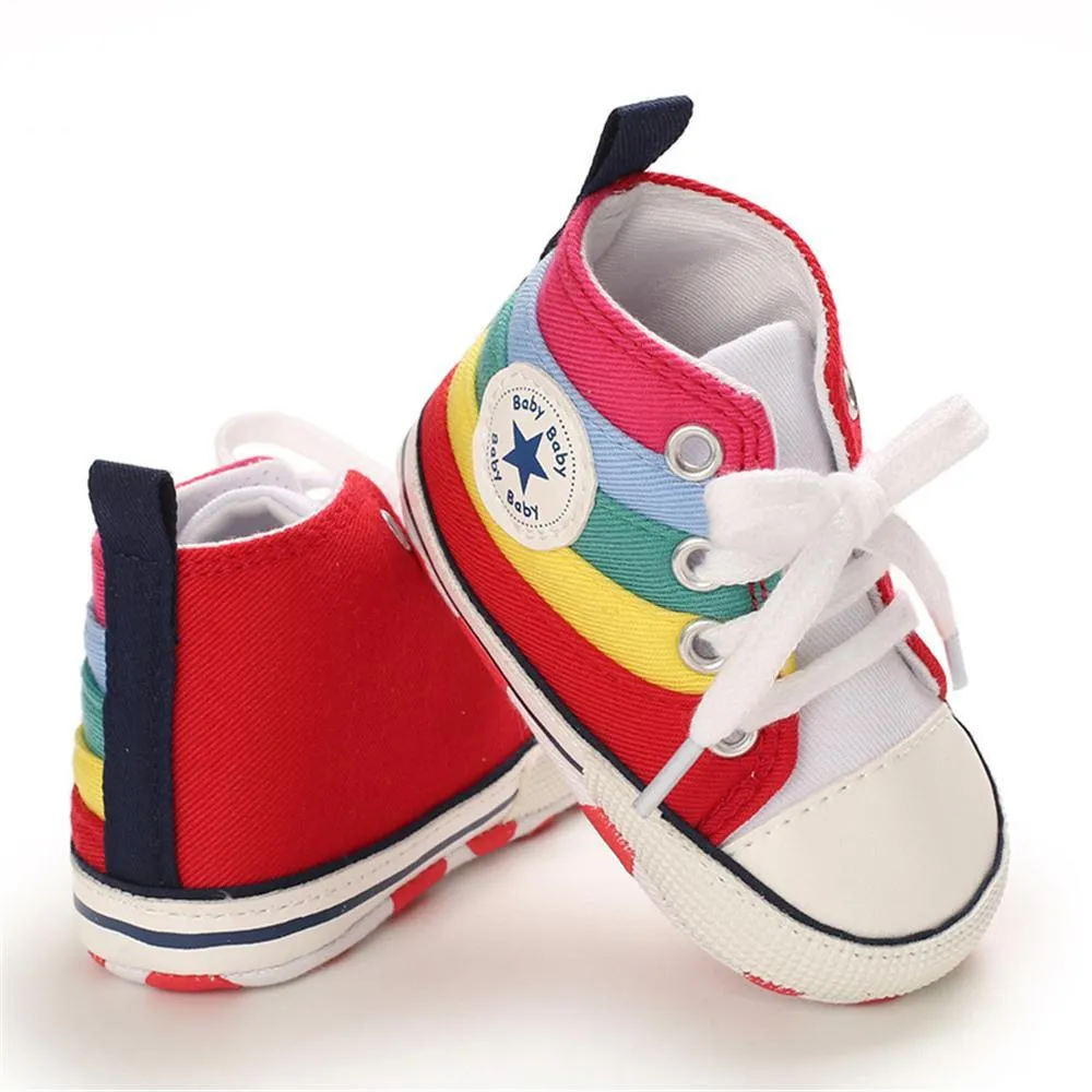Baby Unisex Lace Up Canvas Cartoon Printed Casual Sneakers Kids Shoes Wholesale vendors