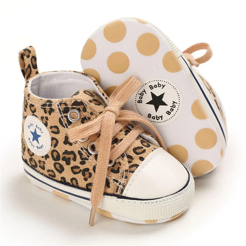 Baby Unisex Lace Up Canvas Cartoon Printed Casual Sneakers Kids Shoes Wholesale vendors