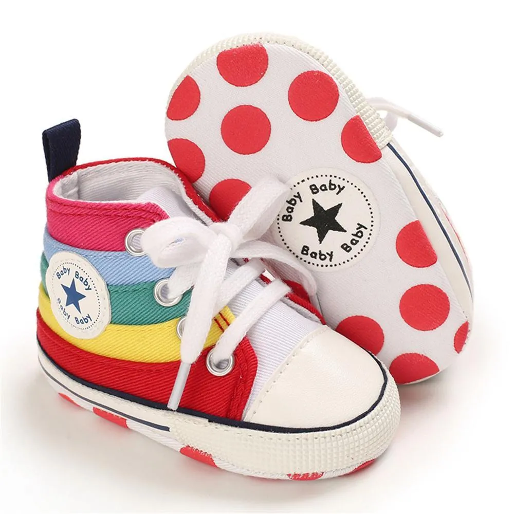 Baby Unisex Lace Up Canvas Cartoon Printed Casual Sneakers Kids Shoes Wholesale vendors