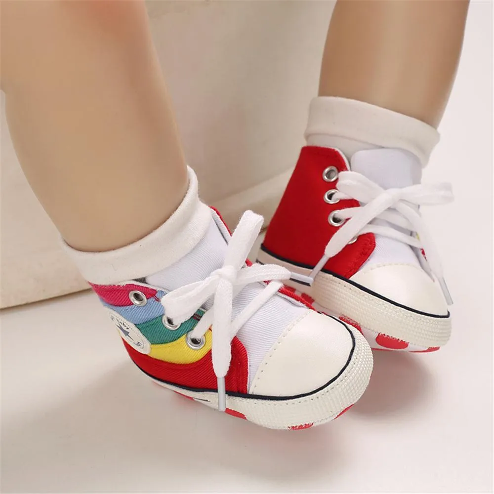 Baby Unisex Lace Up Canvas Cartoon Printed Casual Sneakers Kids Shoes Wholesale vendors