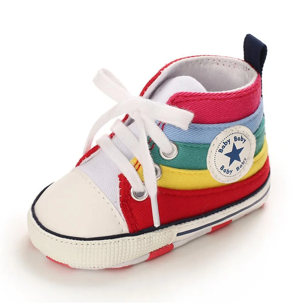 Baby Unisex Lace Up Canvas Cartoon Printed Casual Sneakers Kids Shoes Wholesale vendors
