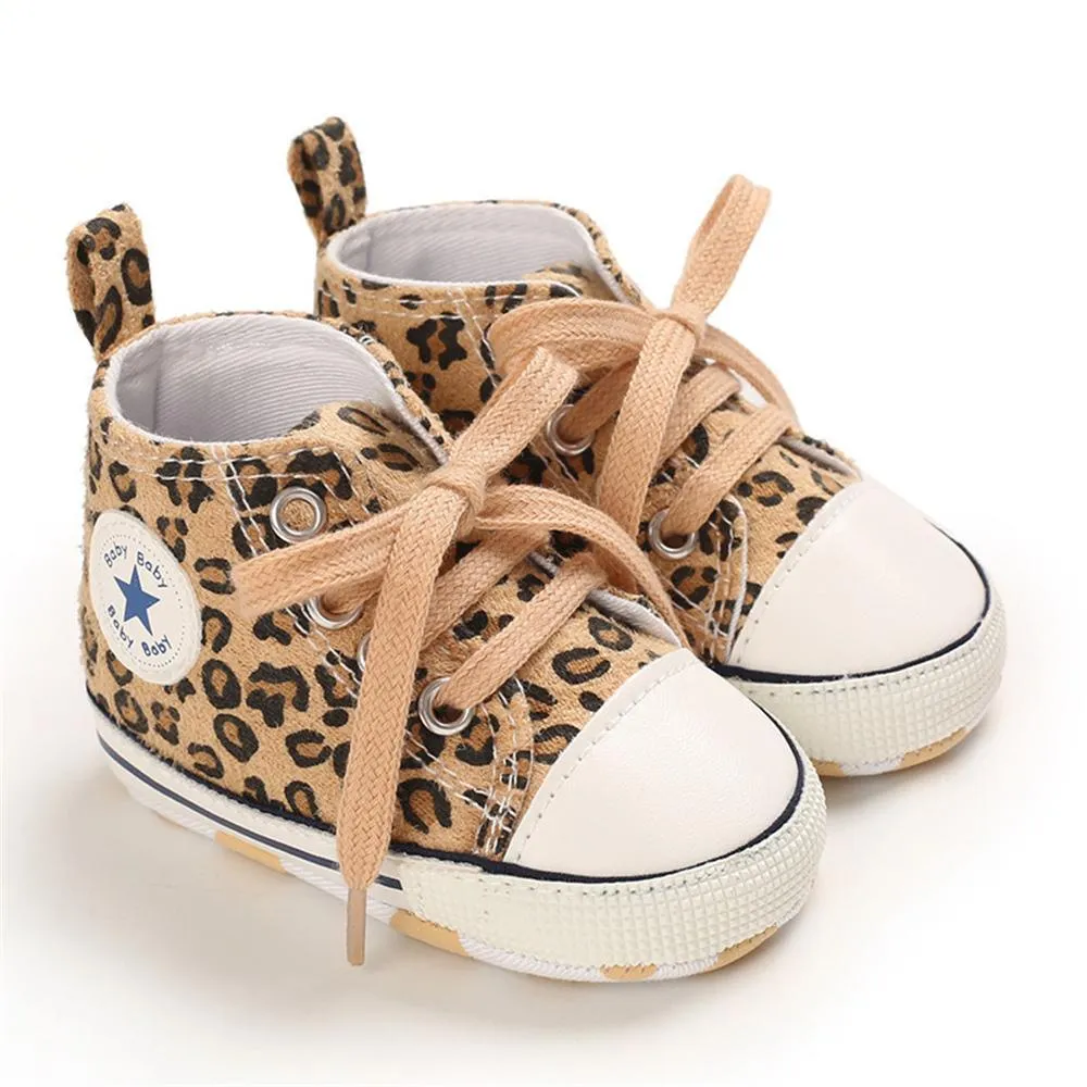 Baby Unisex Lace Up Canvas Cartoon Printed Casual Sneakers Kids Shoes Wholesale vendors