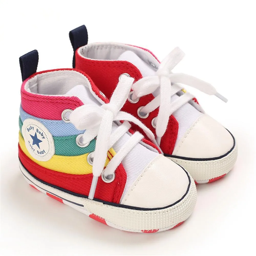 Baby Unisex Lace Up Canvas Cartoon Printed Casual Sneakers Kids Shoes Wholesale vendors