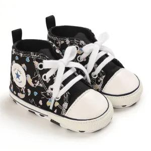 Baby Unisex Lace Up Canvas Cartoon Printed Casual Sneakers Kids Shoes Wholesale vendors