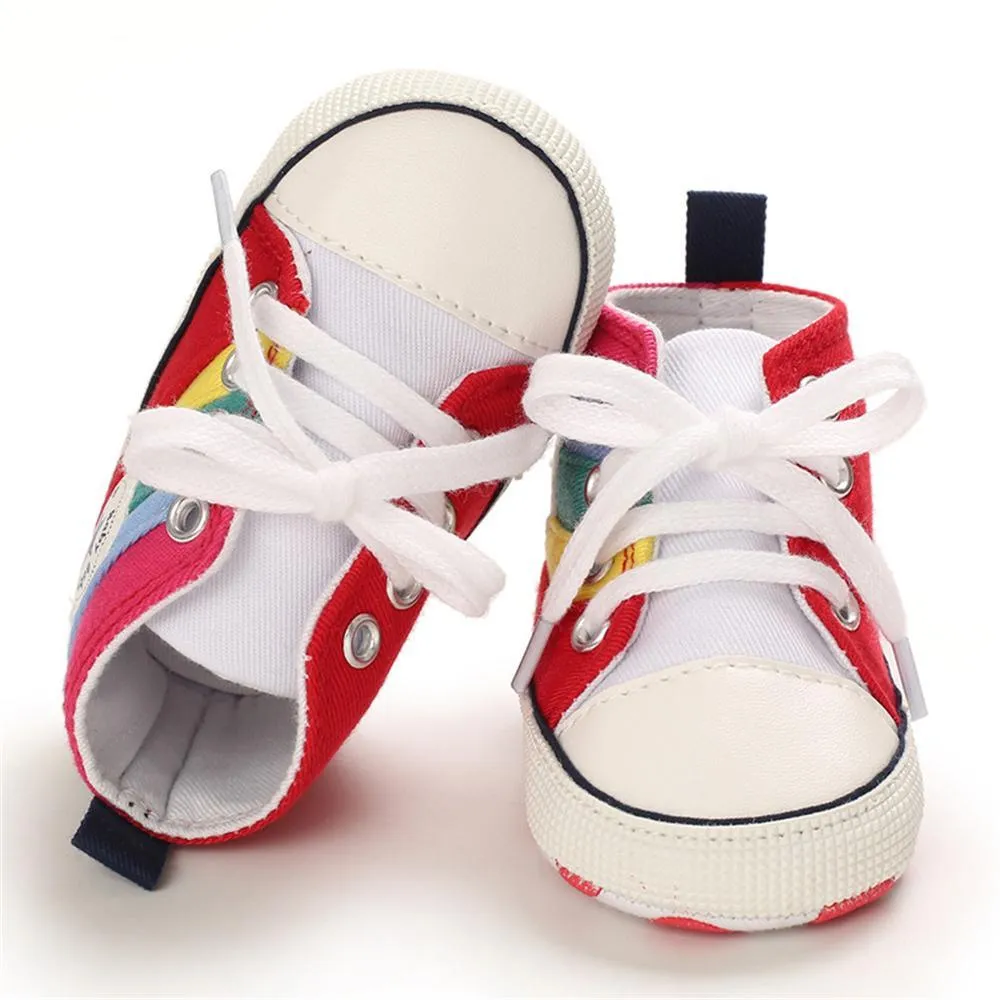 Baby Unisex Lace Up Canvas Cartoon Printed Casual Sneakers Kids Shoes Wholesale vendors