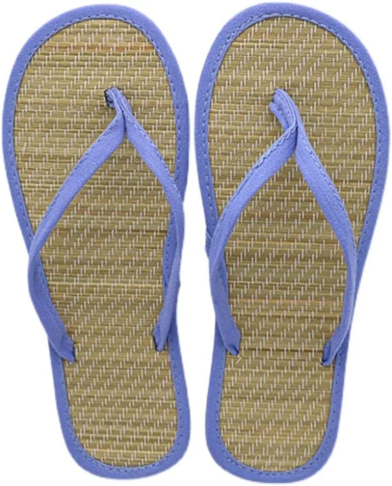 Comfortable Flip Flops for Women, Lightweight Breathable Thong Sandals Slippers, Straw Mat Woven Midsole, EVA Non-Slip Sole, House, Bedroom, Floor, Bathroom, Beach, Garden, Summer Clogs