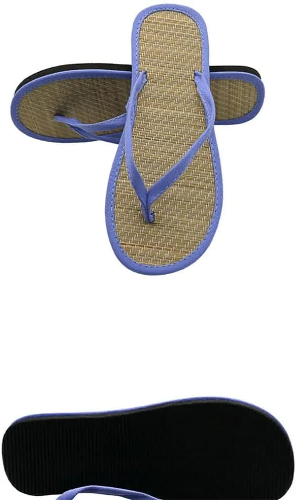 Comfortable Flip Flops for Women, Lightweight Breathable Thong Sandals Slippers, Straw Mat Woven Midsole, EVA Non-Slip Sole, House, Bedroom, Floor, Bathroom, Beach, Garden, Summer Clogs