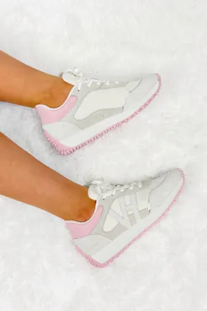 Cosmic Waves Abstract Platform Trainers by VH in Pink