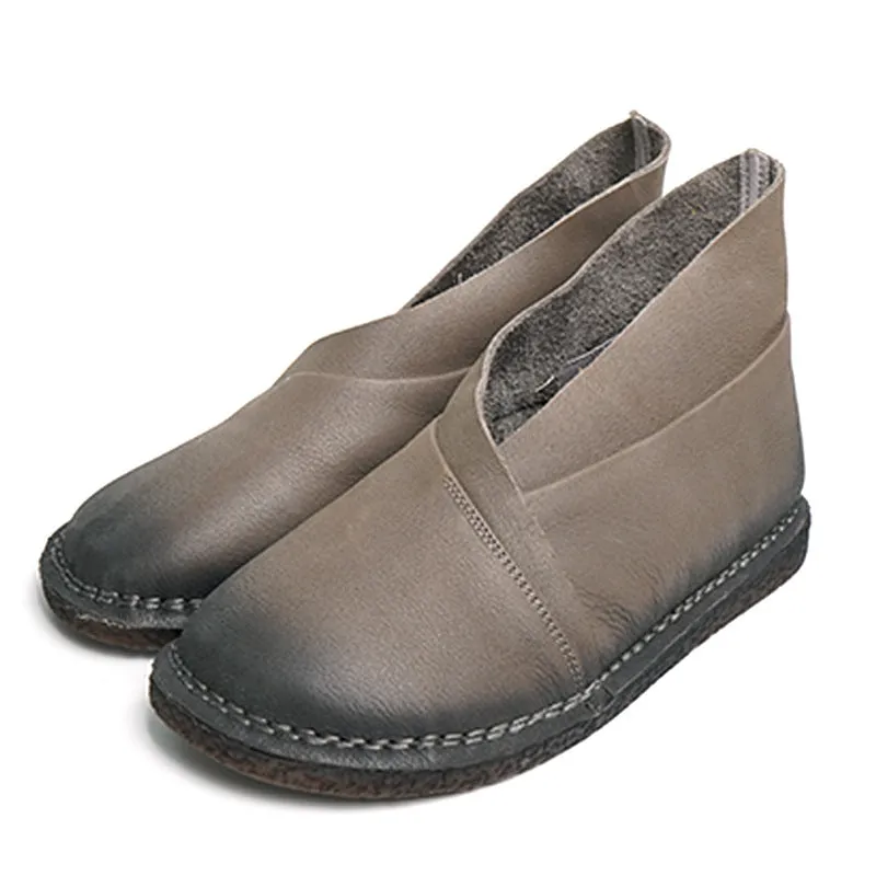 Cowhide Soft Bottom Retro Flats| Gift Shoes