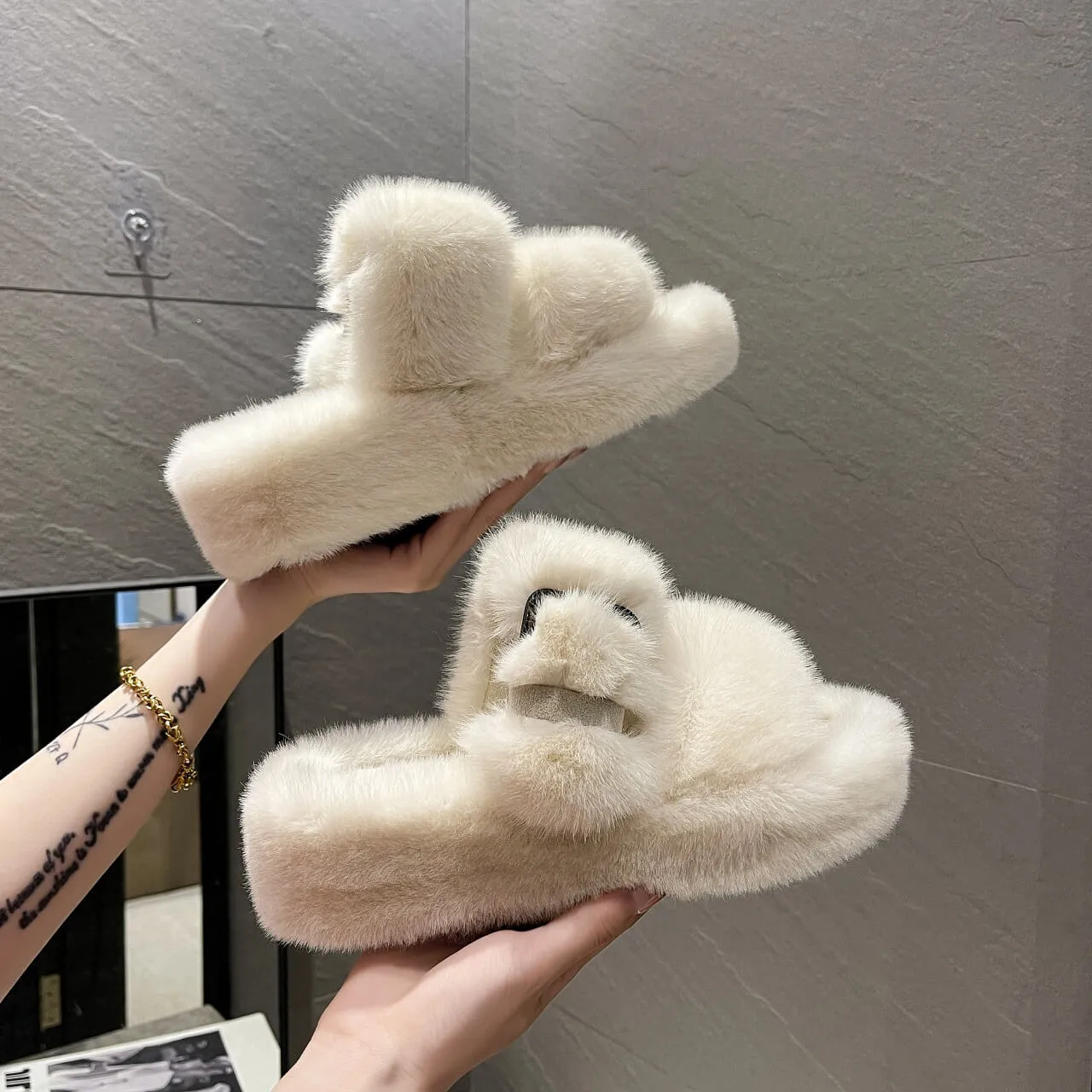 Cozy Double Strap Cushion Slipper Shoes  COLORS