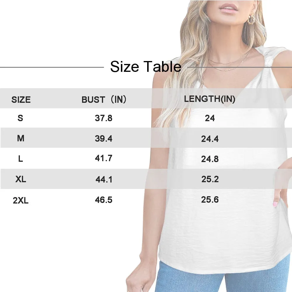 Custom Face Strawberry Top Personalized V-Neck Knotted Sleeveless Tank Tops for Women