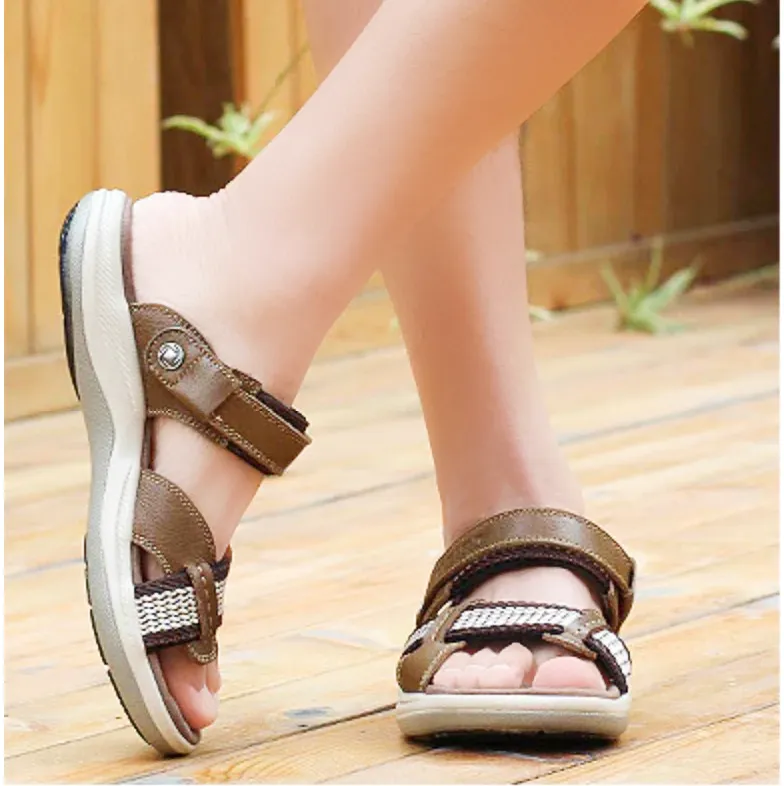Cuzcare Orthopedic Sandals Women Leather Comfortable Summer Arch Support