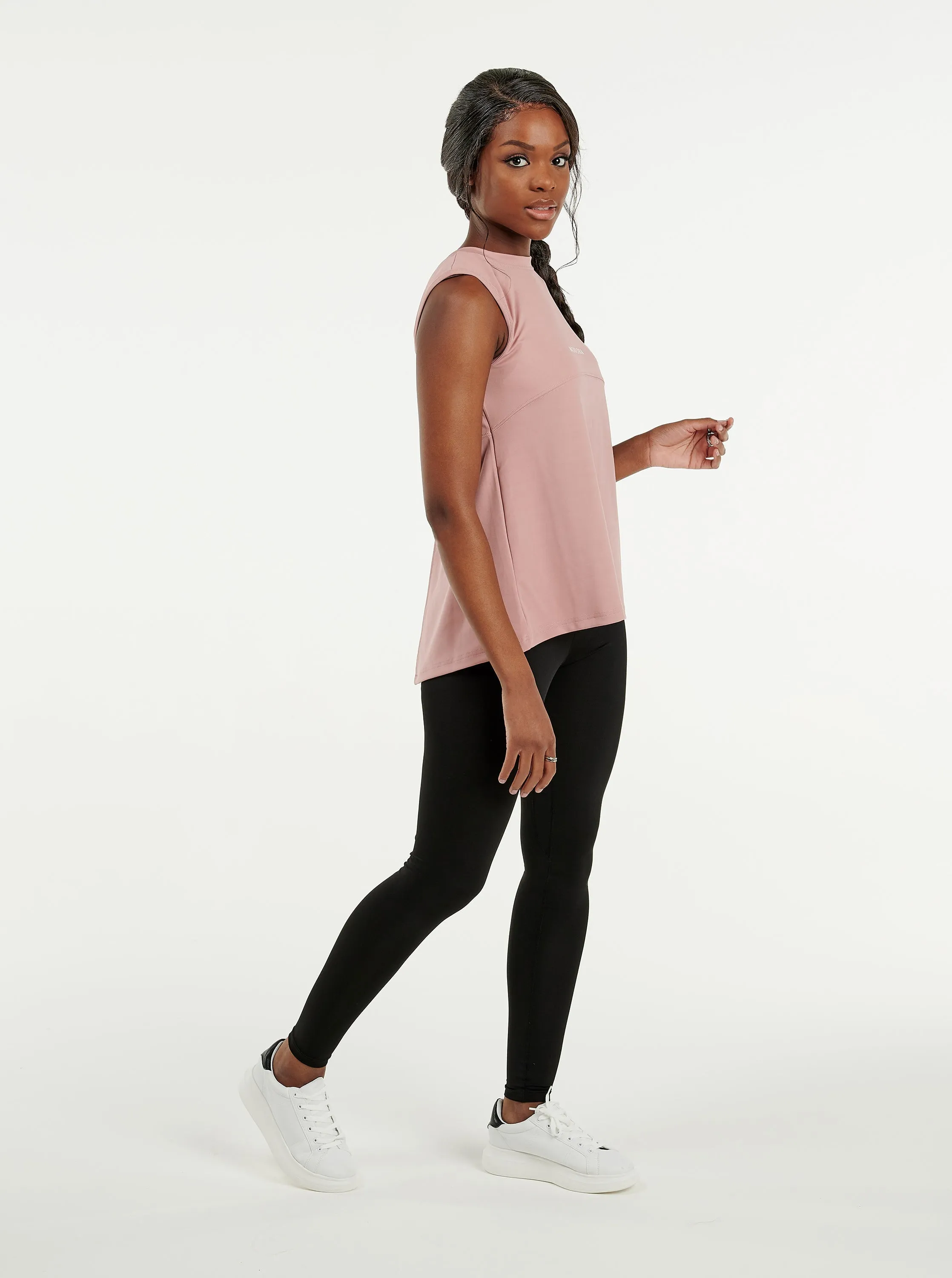 Dusty Pink Back Slit Sport Tanktop