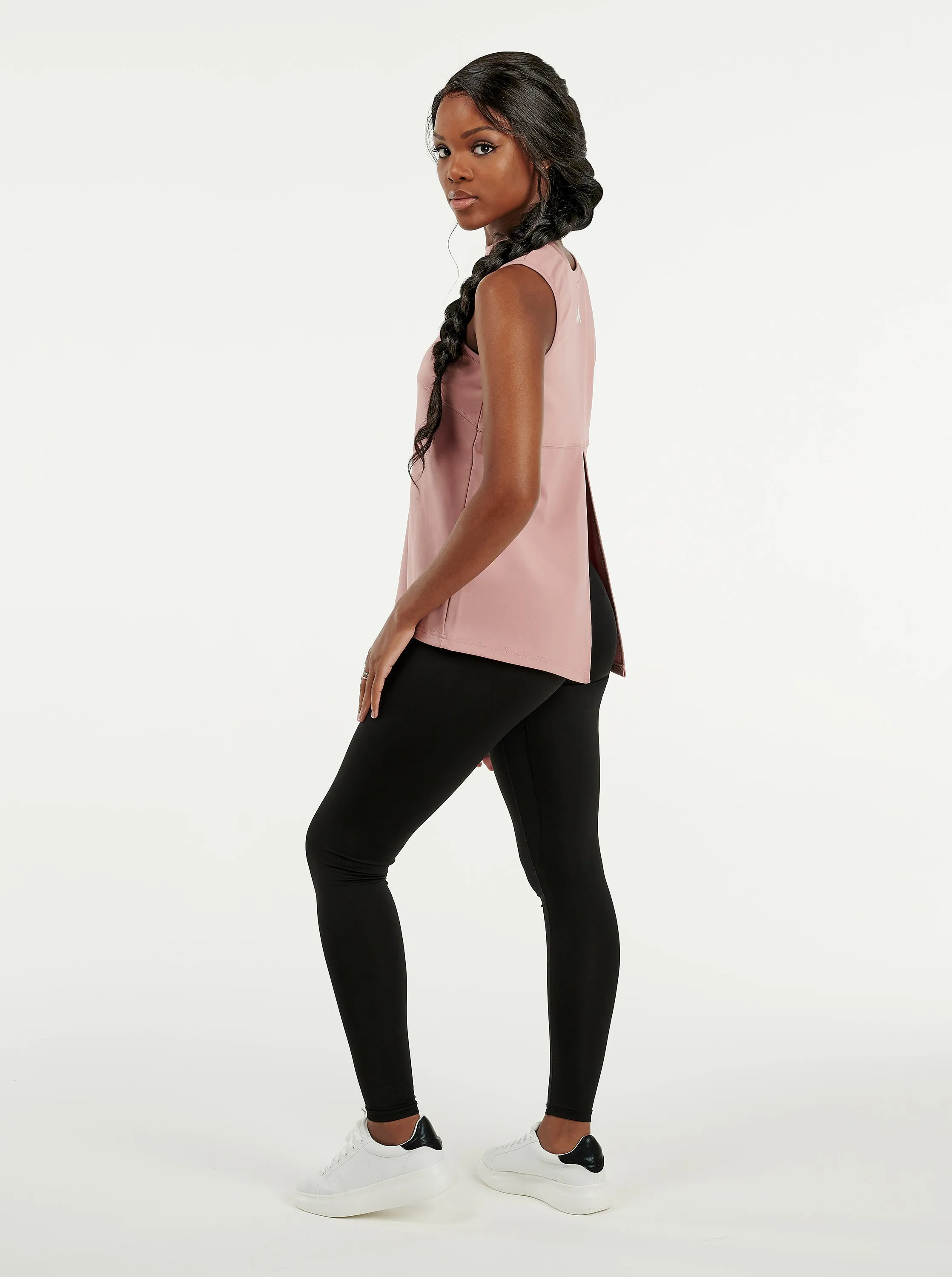 Dusty Pink Back Slit Sport Tanktop