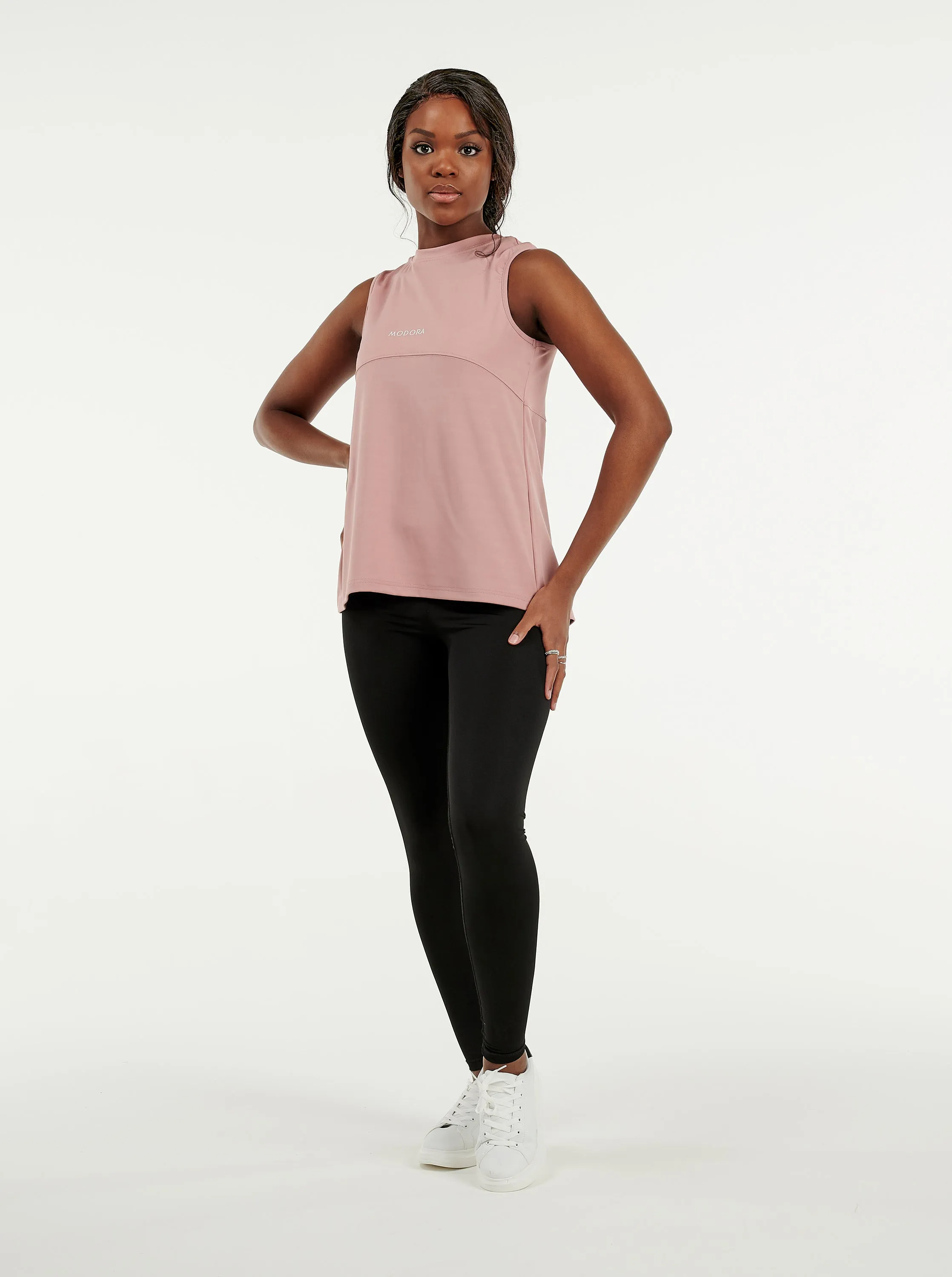 Dusty Pink Back Slit Sport Tanktop