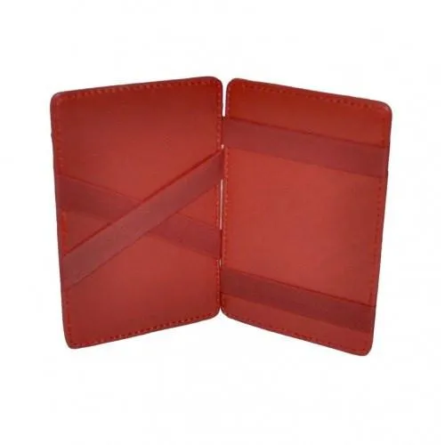 ELLIS - Mens Red Genuine Leather Wallet Magic Flip Wallet with Stripes