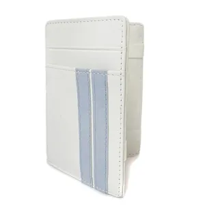 ELLIS - Mens White Genuine Leather Wallet Magic Flip Wallet with Stripes