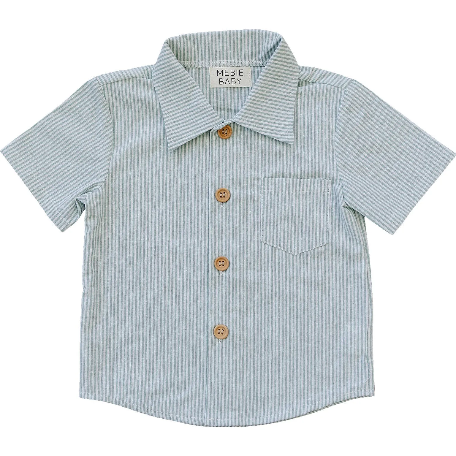 Green Stripe Button Up Pocket Shirt