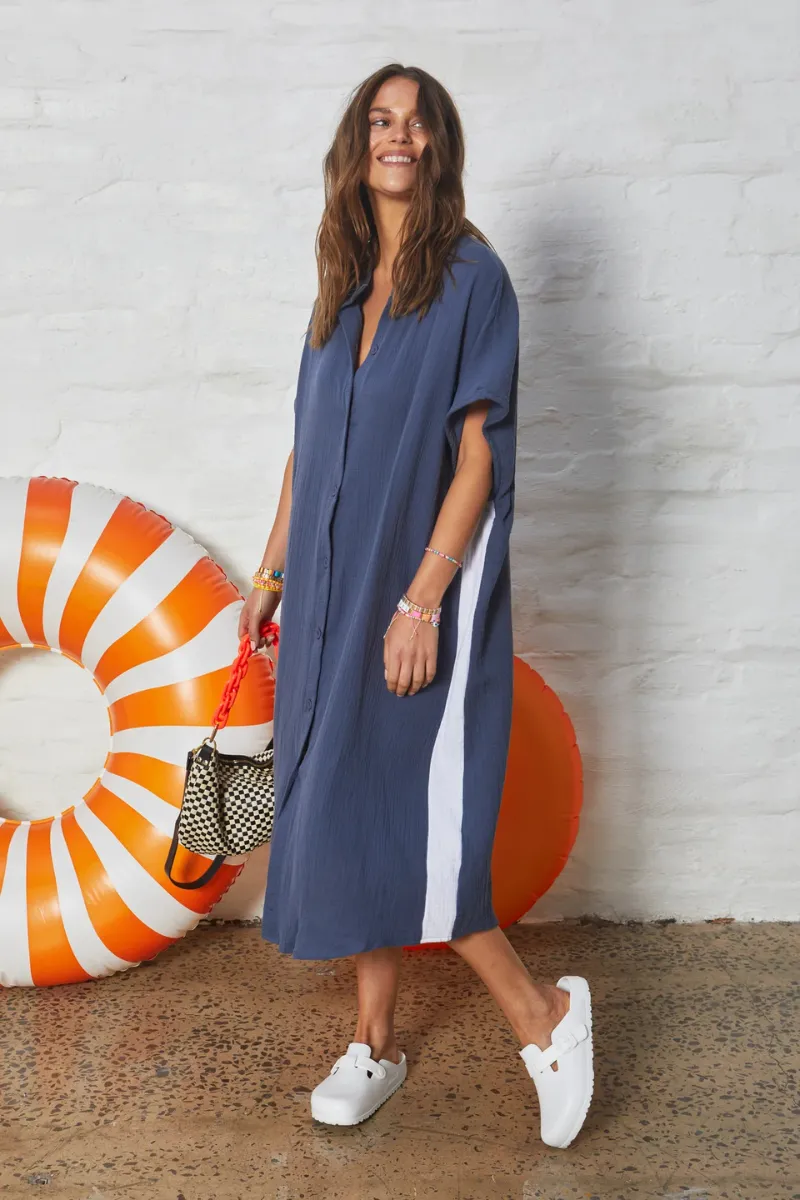 Hammill & Co Kaftan Beach Dress - Navy