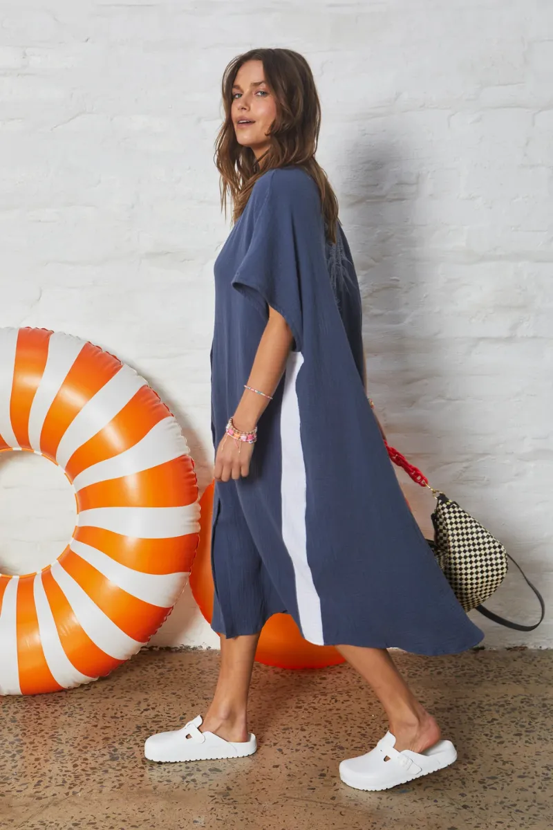 Hammill & Co Kaftan Beach Dress - Navy