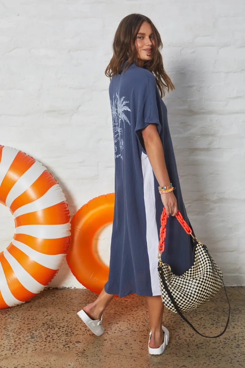 Hammill & Co Kaftan Beach Dress - Navy
