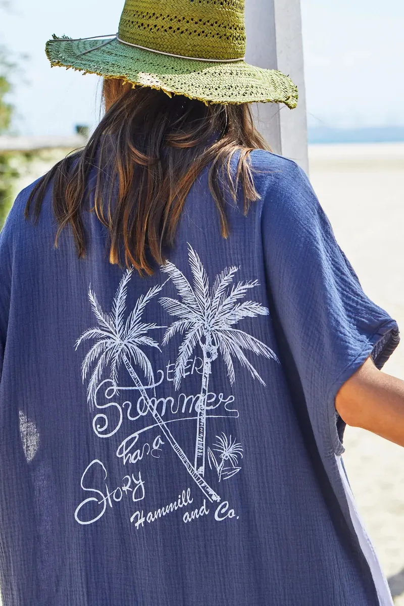 Hammill & Co Kaftan Beach Dress - Navy