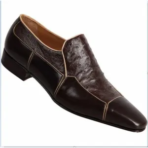 Handmade Men Genuine Leather Ostrich Shoes Moccasins. Dress Shoes for Men