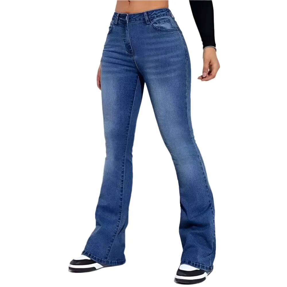 High-Waist Slim Fit Flare Jeans – European & American Hot-Selling Elastic Denim