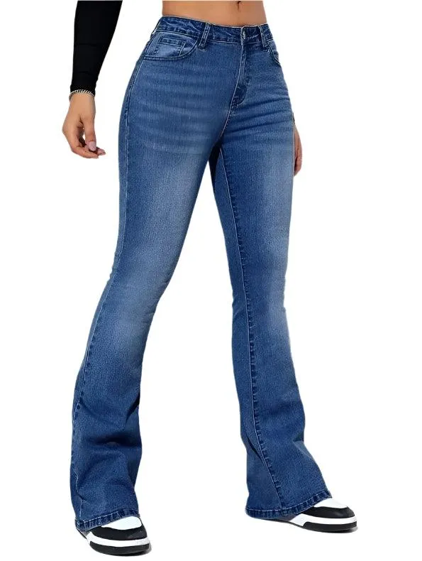 High-Waist Slim Fit Flare Jeans – European & American Hot-Selling Elastic Denim