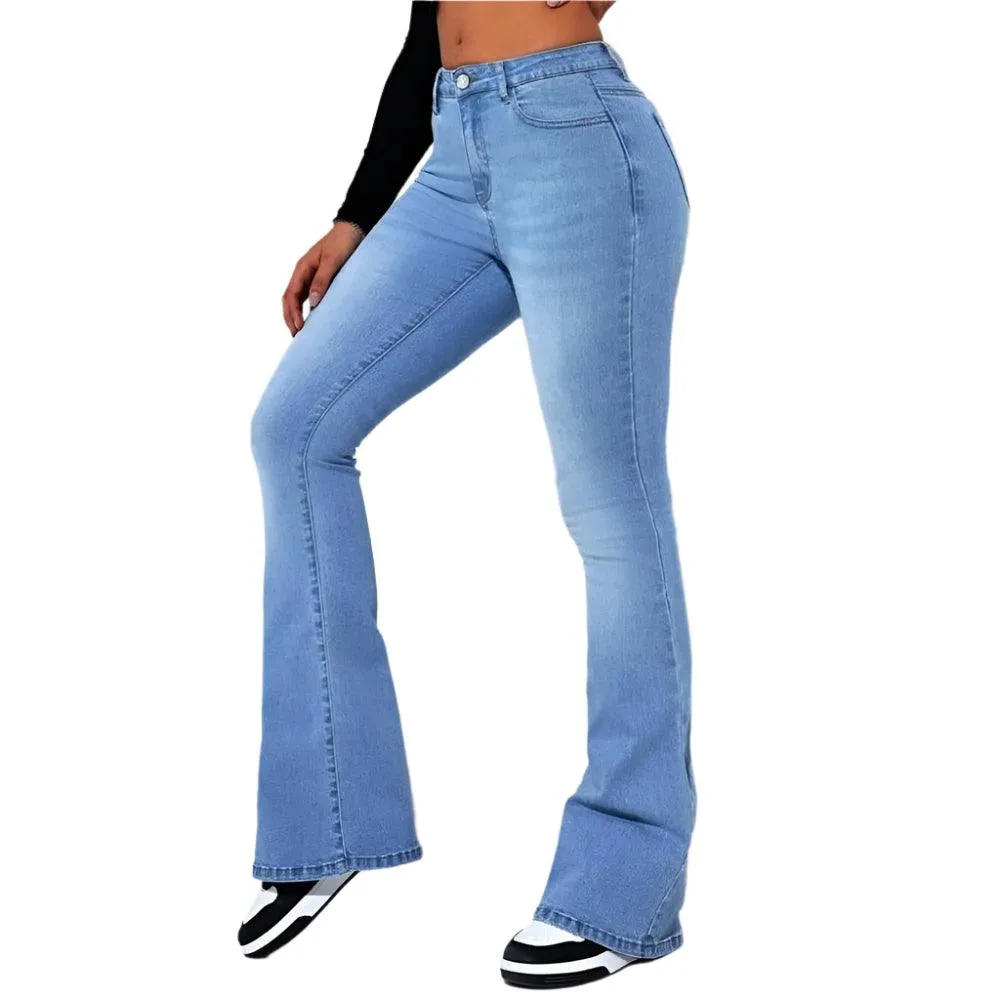 High-Waist Slim Fit Flare Jeans – European & American Hot-Selling Elastic Denim