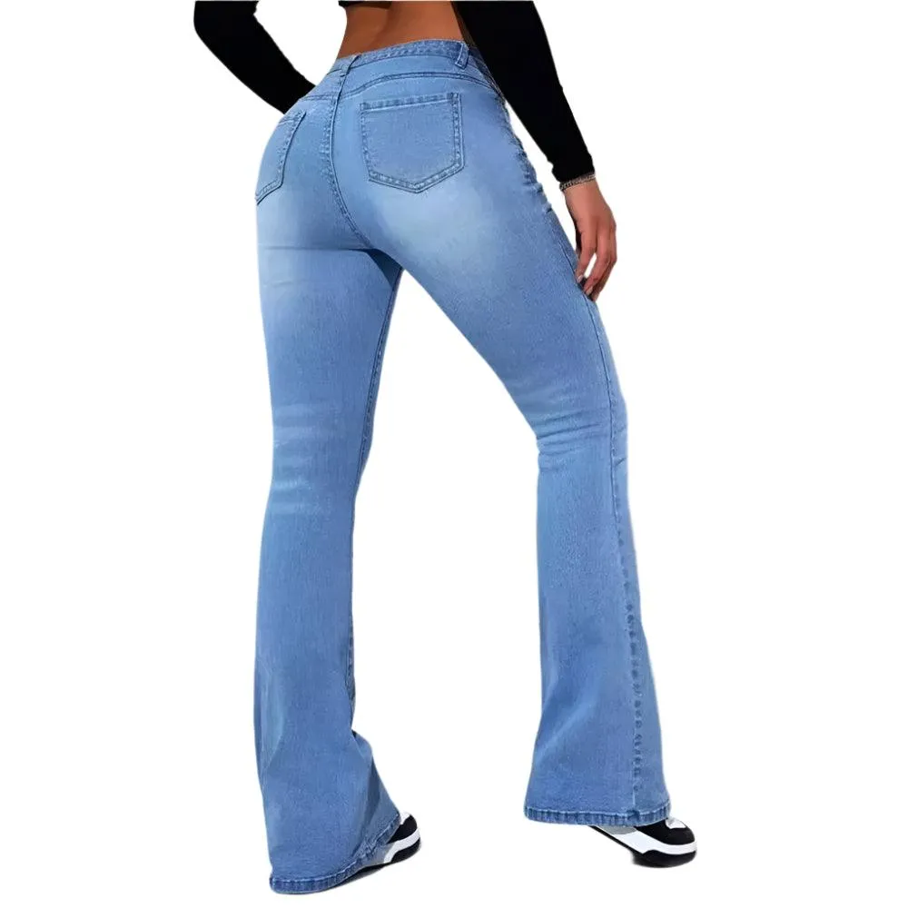 High-Waist Slim Fit Flare Jeans – European & American Hot-Selling Elastic Denim