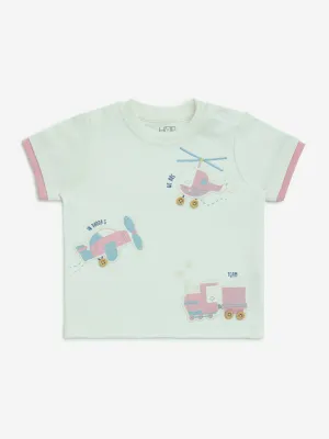 HOP Baby Off-White Printed Cotton T-Shirt
