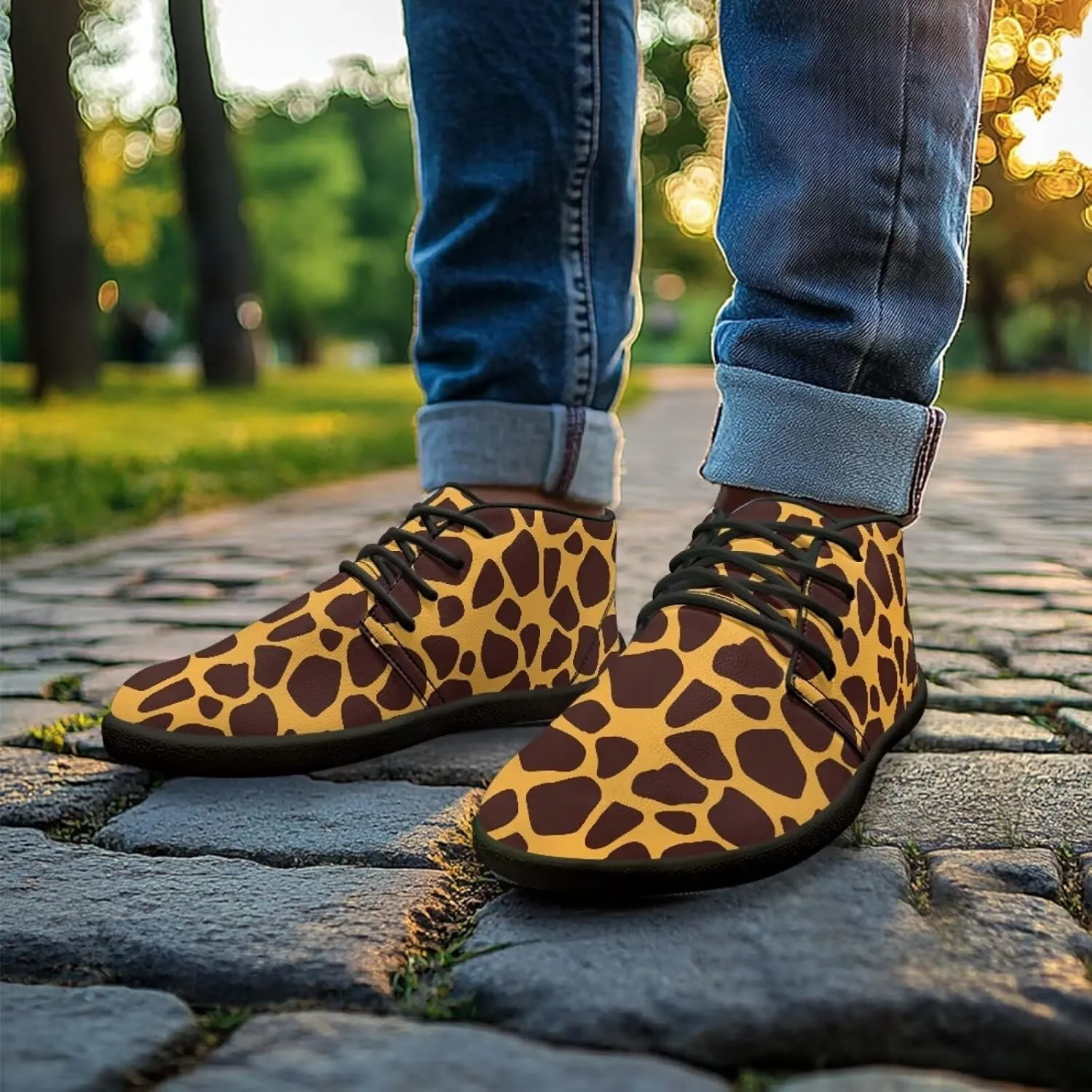 Jeiento Fish Scale Print Mens Barefoot Walking Shoes with Rubber Sole Zero Drop Sole