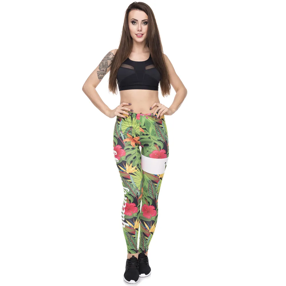 Jungle Flower Print Cropped Leggings