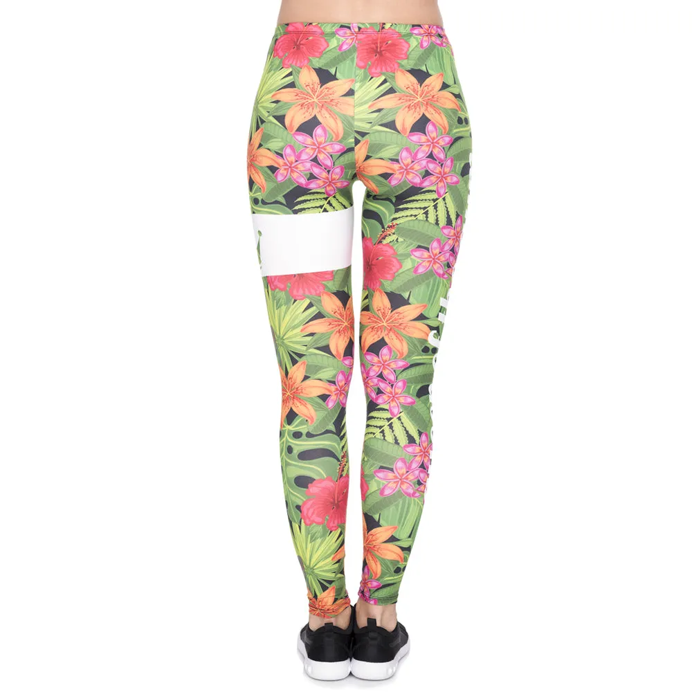 Jungle Flower Print Cropped Leggings