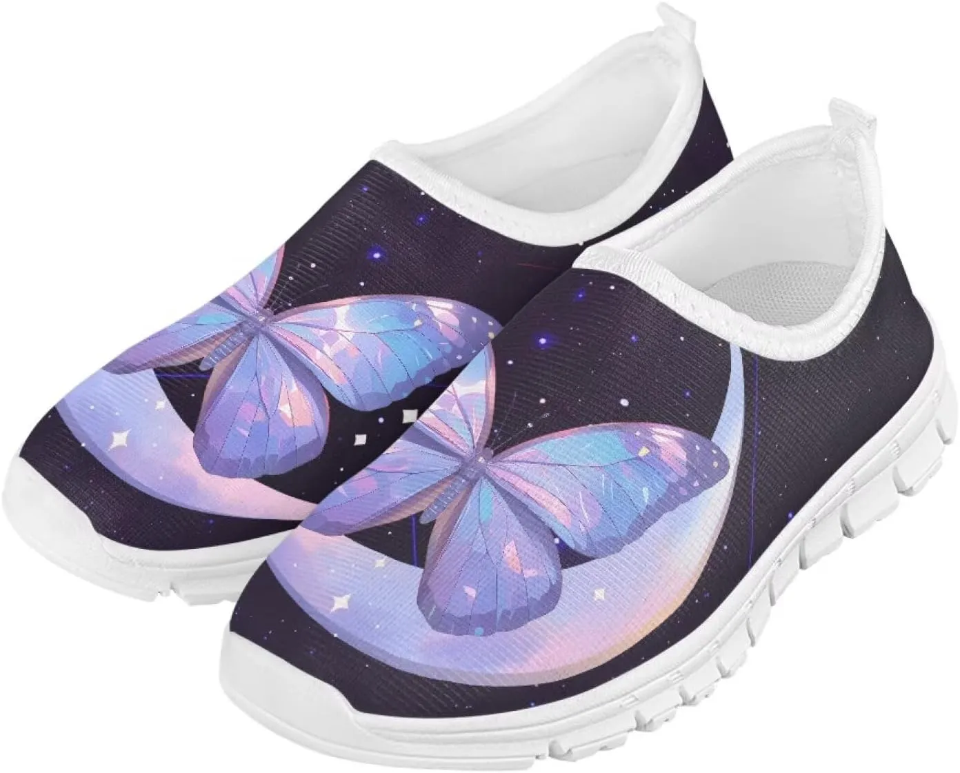 Kids Slip-On Athletic Shoes Breathable Mesh Running Sneakers for Boy Girl Comfort Anti-Skid Shoe for School & Outdoor Activities Size 11-15 White Sole