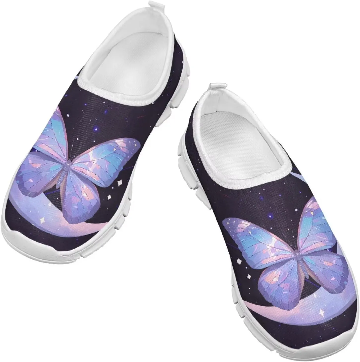 Kids Slip-On Athletic Shoes Breathable Mesh Running Sneakers for Boy Girl Comfort Anti-Skid Shoe for School & Outdoor Activities Size 11-15 White Sole