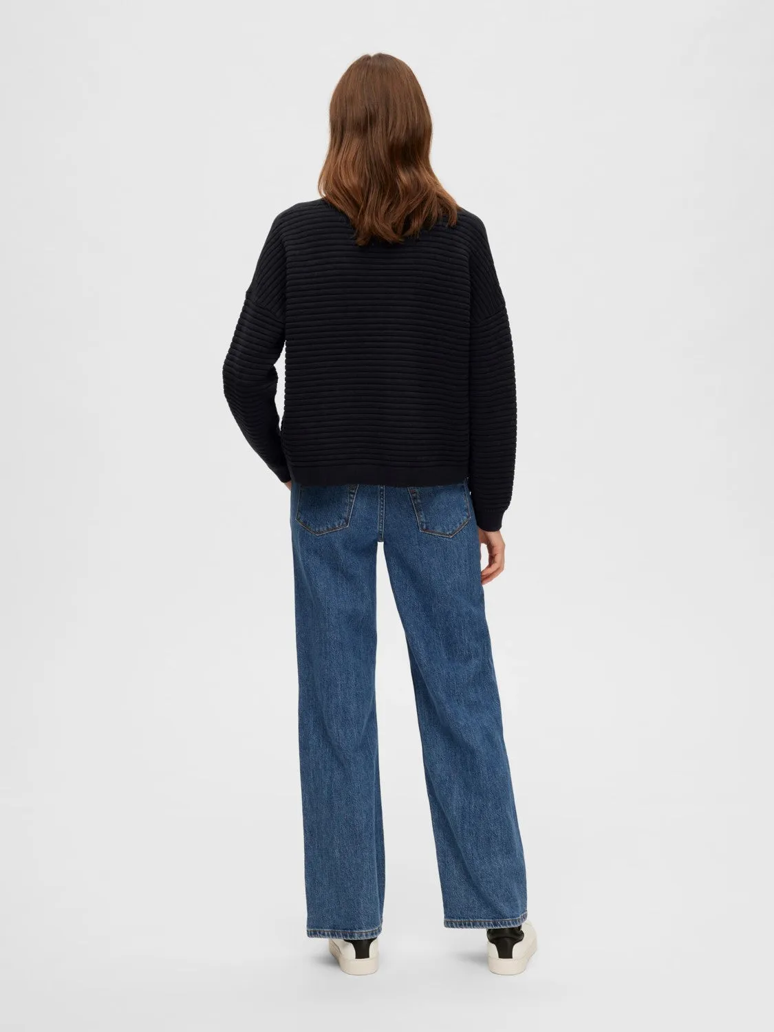 Laurina Ls Knit O-Neck - Black
