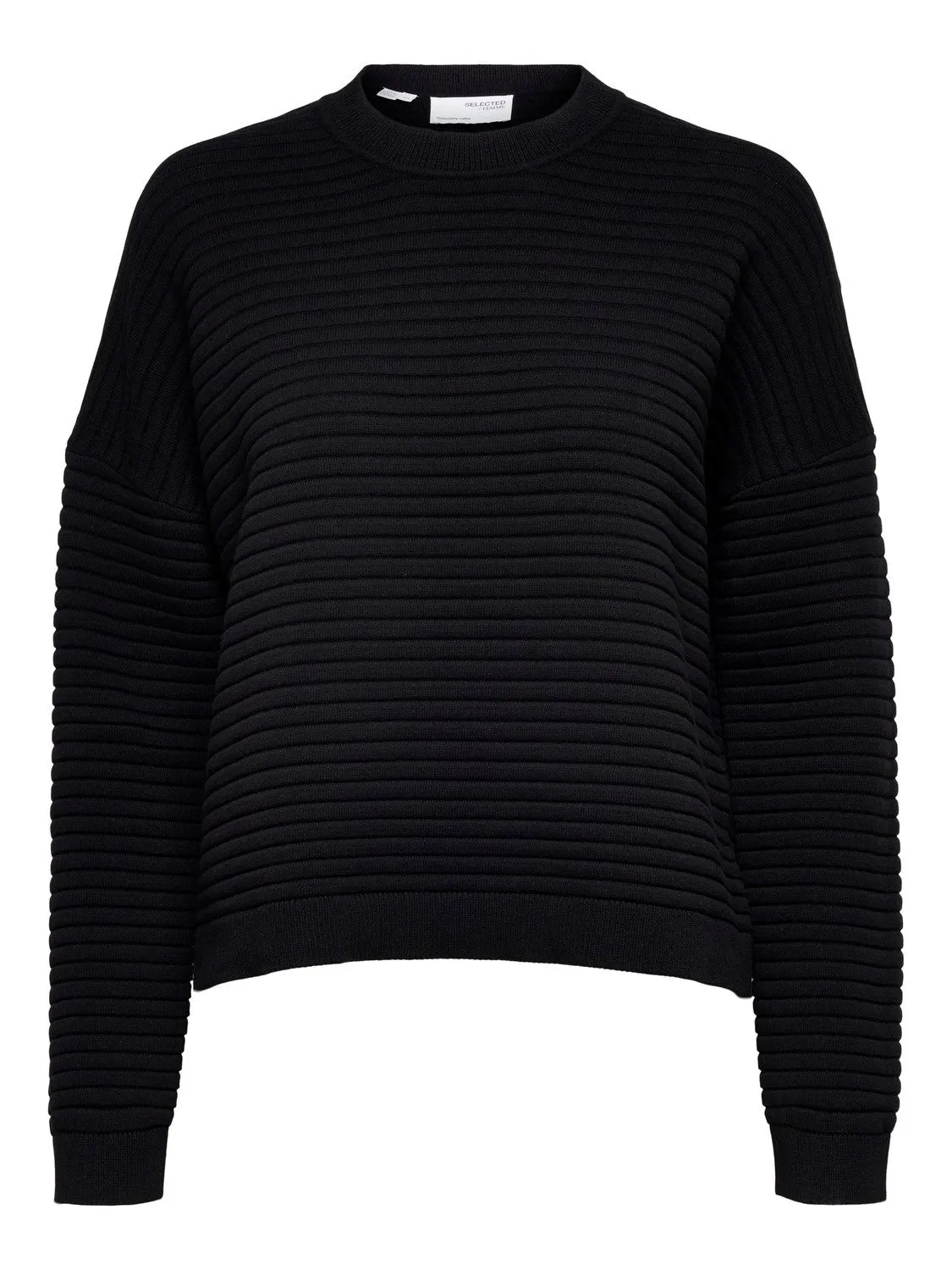 Laurina Ls Knit O-Neck - Black