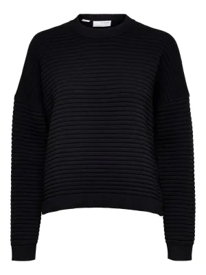 Laurina Ls Knit O-Neck - Black