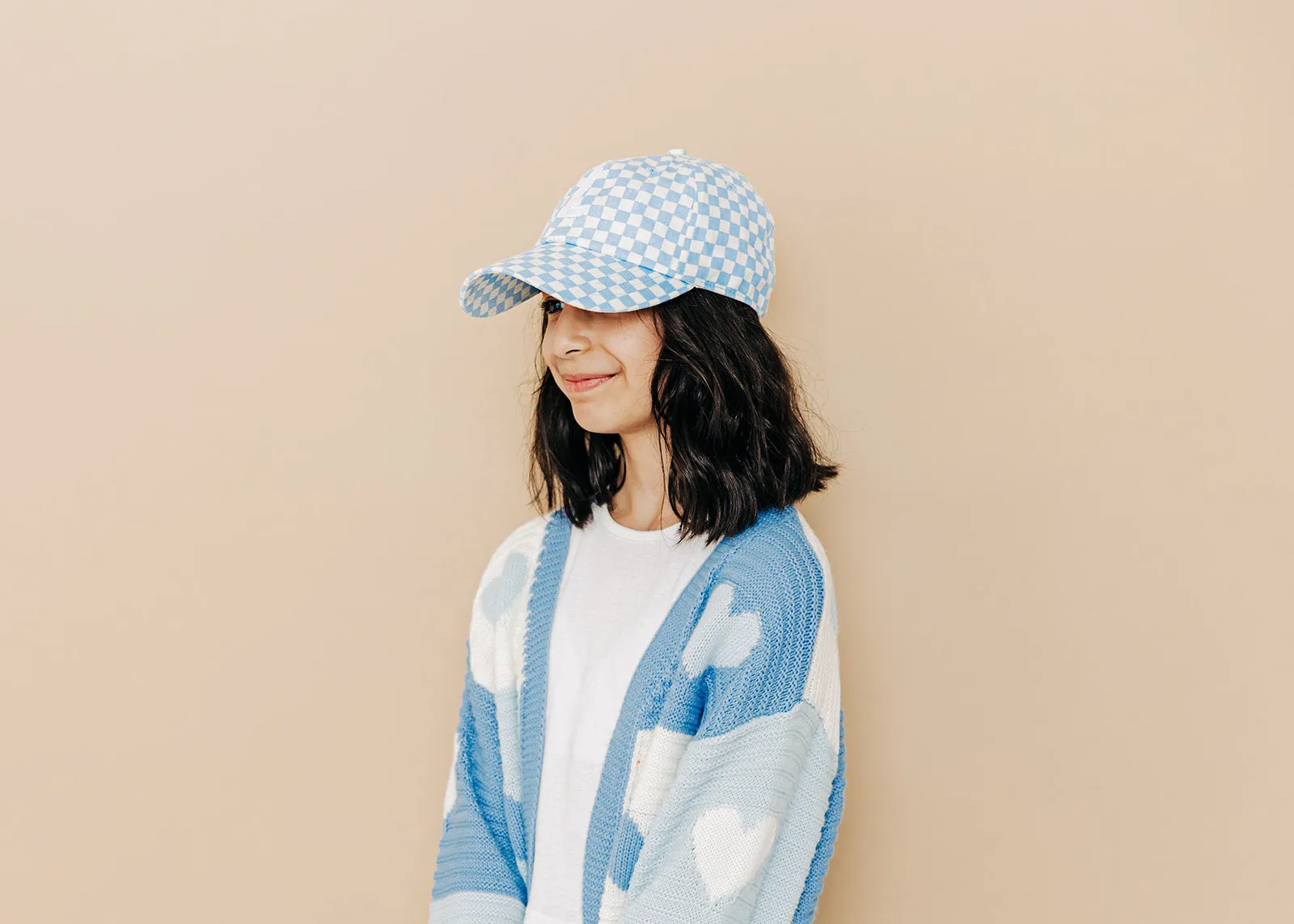 Light Blue Checker Baseball Hat