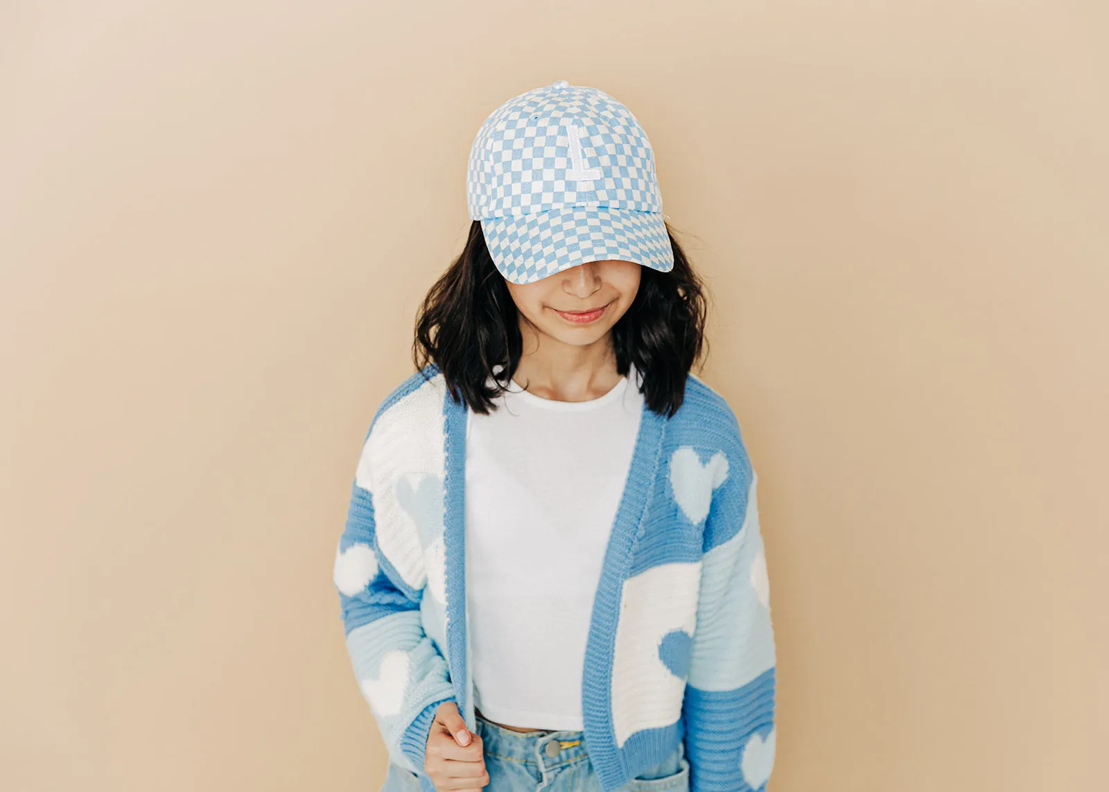 Light Blue Checker Baseball Hat
