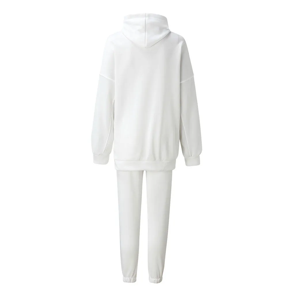 Long Sleeve Hoodie Trendy Matching Set - Coffee