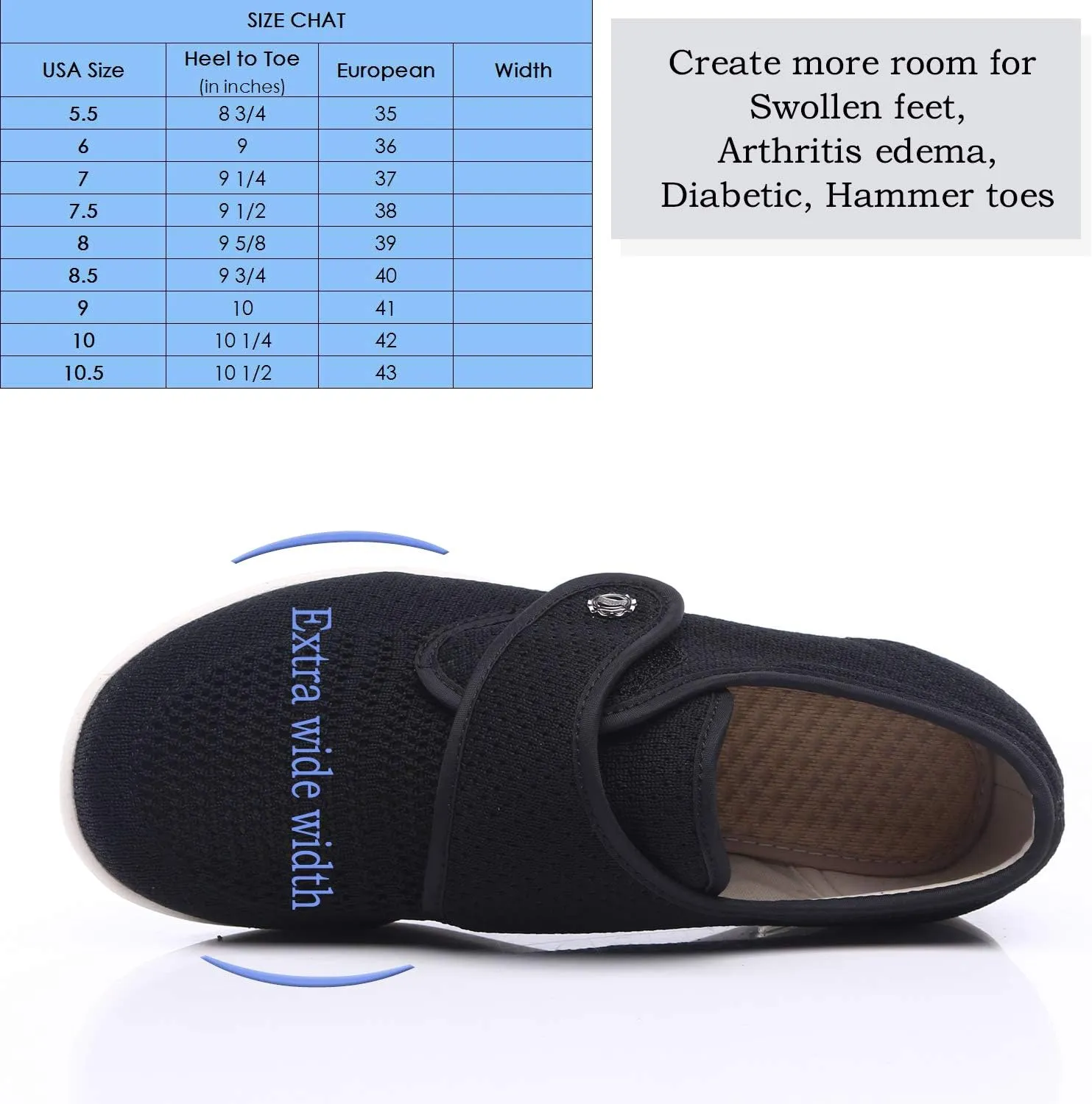 Mei MACLEOD Women's Wide Width Walking Shoes with Memory Foam Air Cushion Casual Sneakers Outdoor