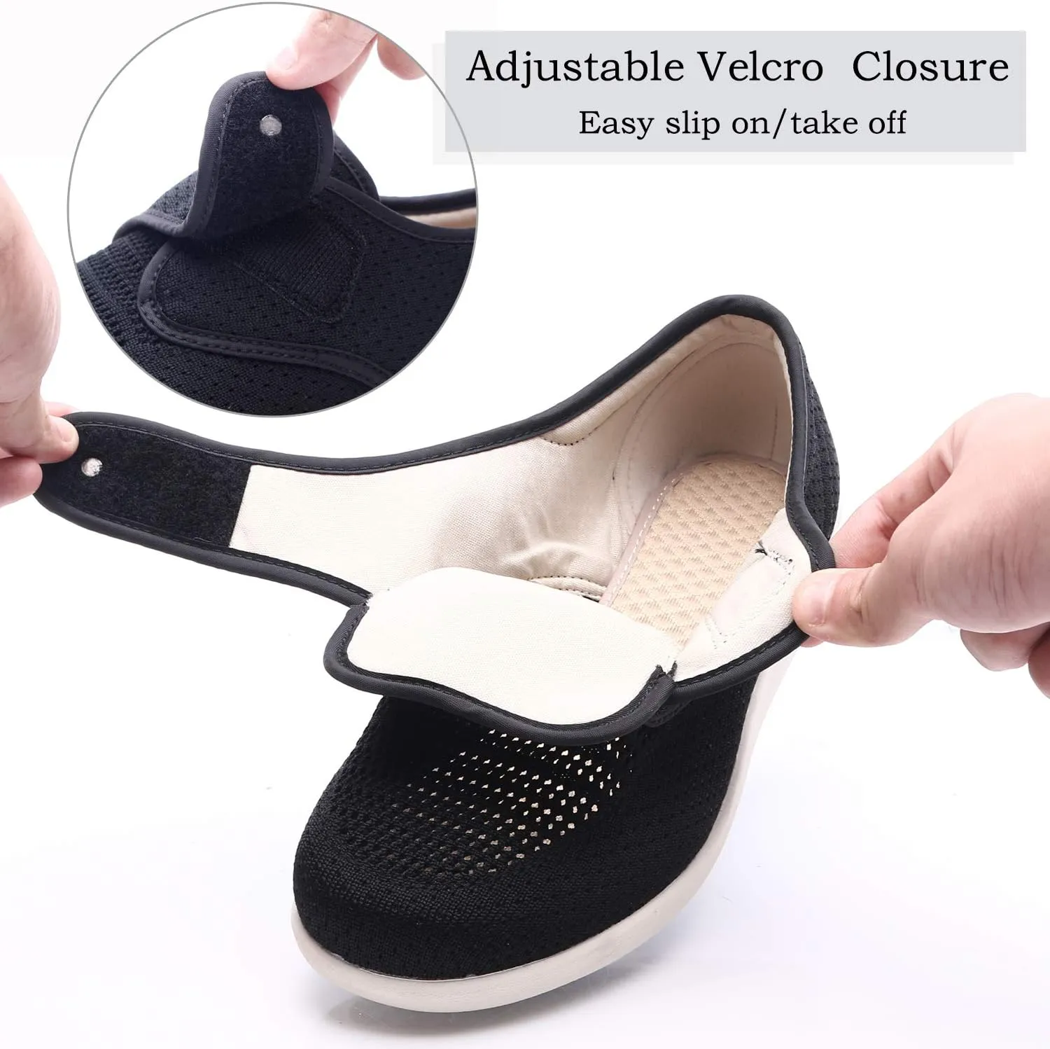 Mei MACLEOD Women's Wide Width Walking Shoes with Memory Foam Air Cushion Casual Sneakers Outdoor