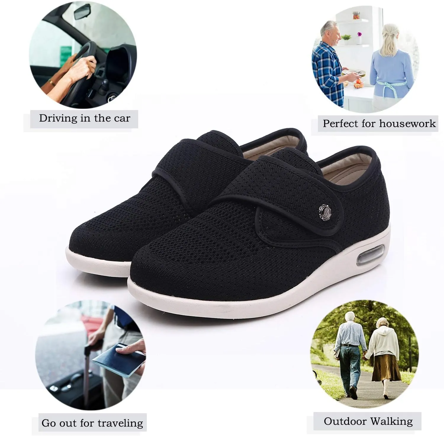 Mei MACLEOD Women's Wide Width Walking Shoes with Memory Foam Air Cushion Casual Sneakers Outdoor